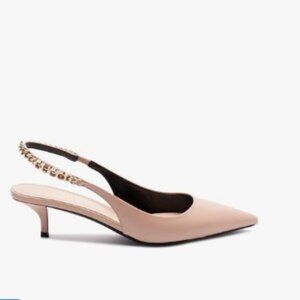 NWB Gucci Signoria Slingback Light Pink Leather Kitten Heels Pumps 39.5 782832